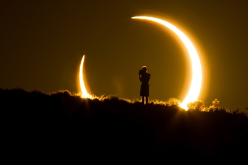 Annular Solar Eclipse as the Sun Sets on May 20, 2012, Albuquerque, New Mexico, May 2012. - Colleen Pinski